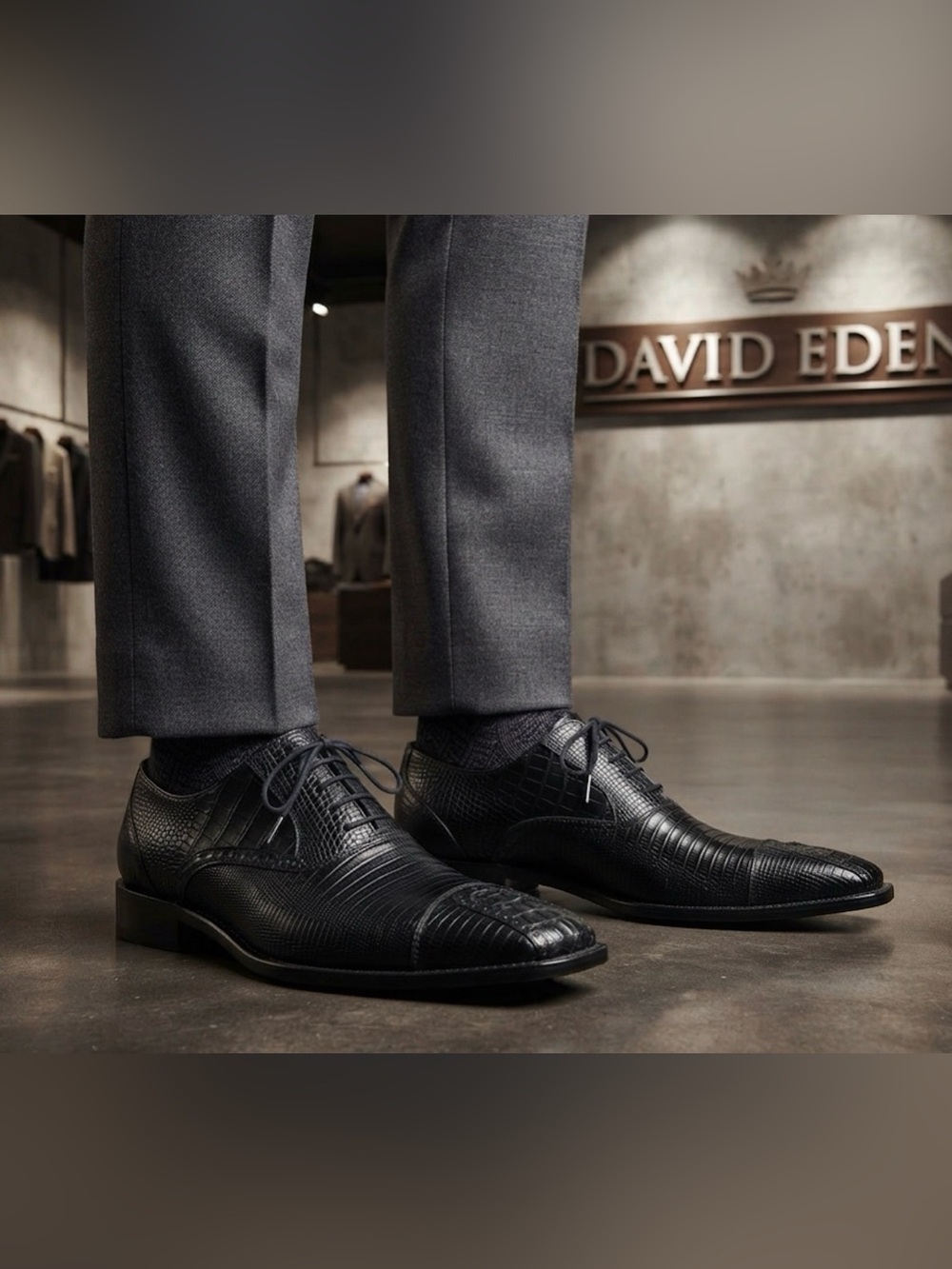 Authentic David Eden signature designer crocodile leather vintage derby shoes 12